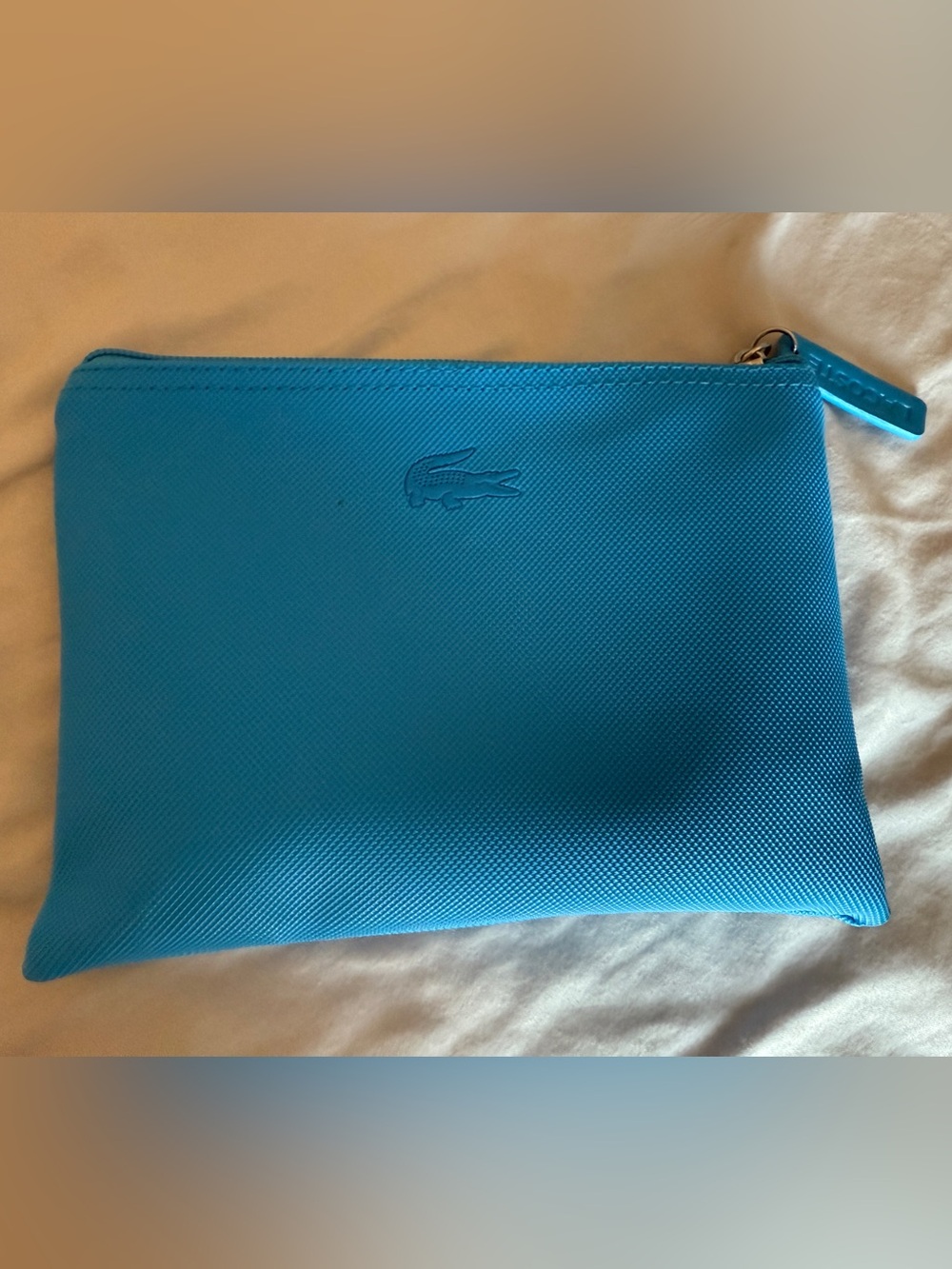 Lacoste Amenity Turquoise Blue Travel Pouch Bag Cosmetics Vanity Bag 8”X6”
